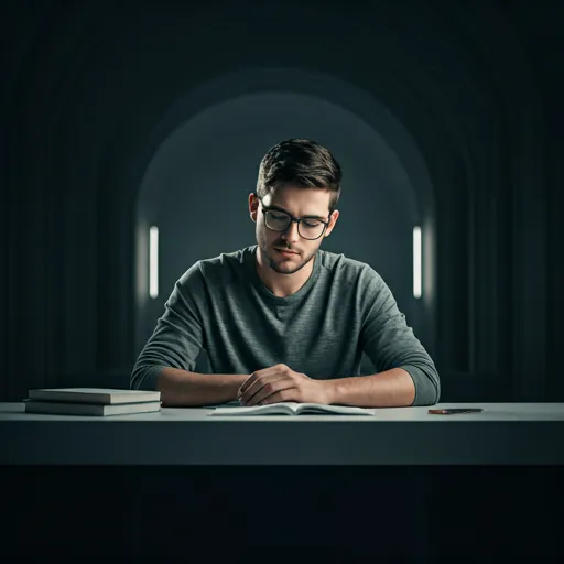 Student concentrating while preparing for an exam